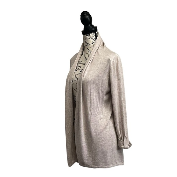 Joan Vass 100% Viscose Knit Open-Front Cardigan Long Sleeve Gray Women's Medium - Picture 2 of 9